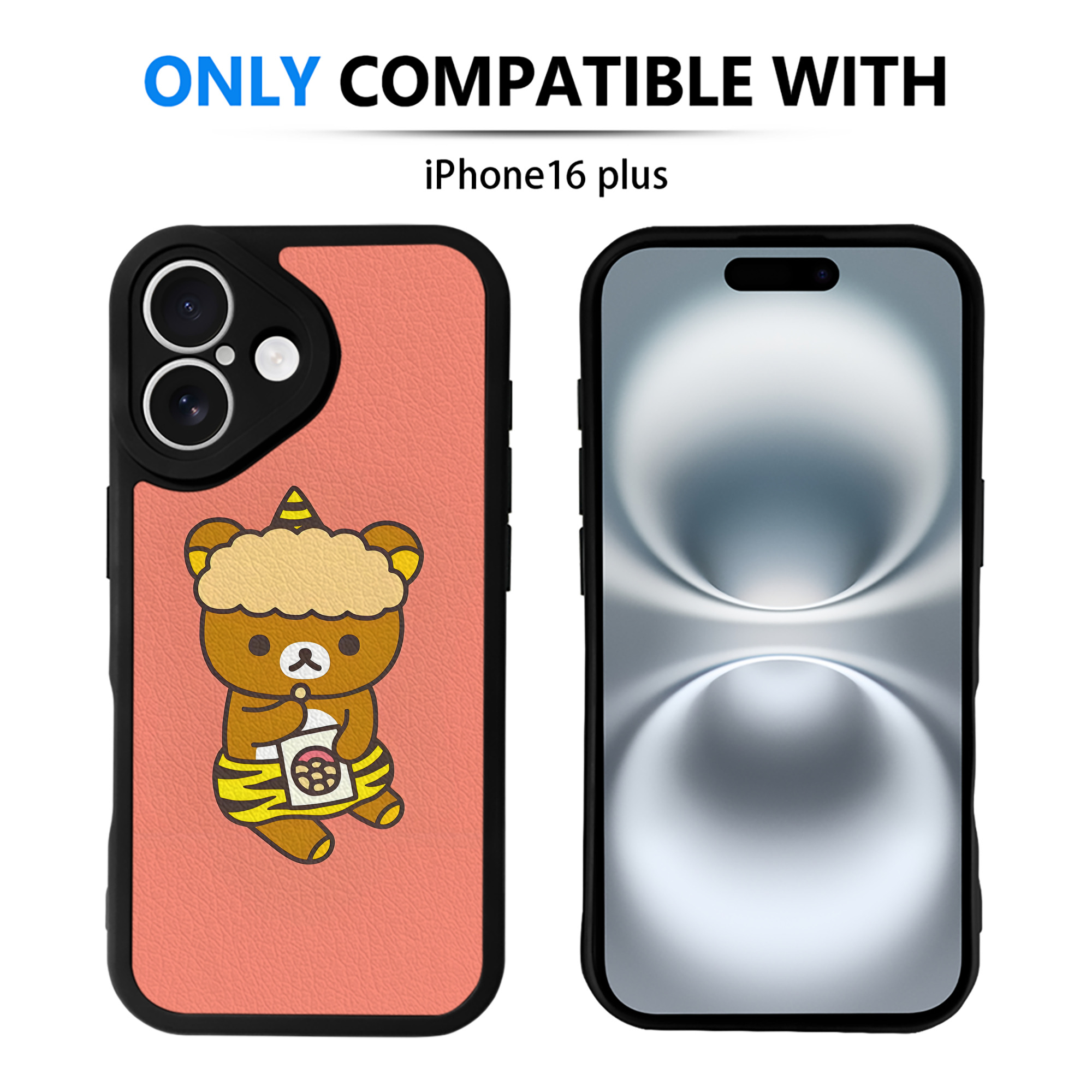 （画像用） リラックマ リラックマ キイロイトリ Rilakkuma Korilakkuma Kiiroitori 【iPhone 16シリーズ対応】シリコンスマホケース（レザー調） 材質：シリコン